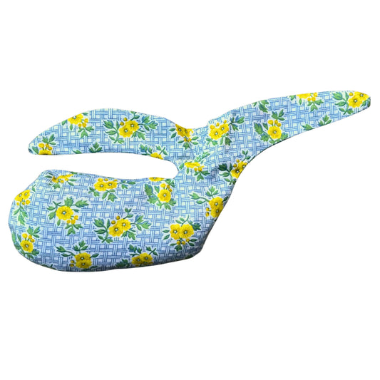 Whale Sac - Blue Crosshatch Yellow Flowers (Vintage)